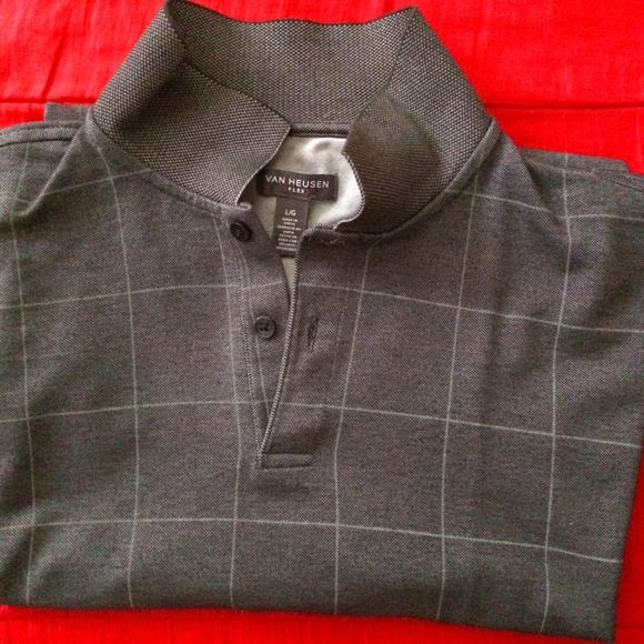 SOLD - Van Heusen Flex Large Gray Polo Gently Used - Picture 1 of 5